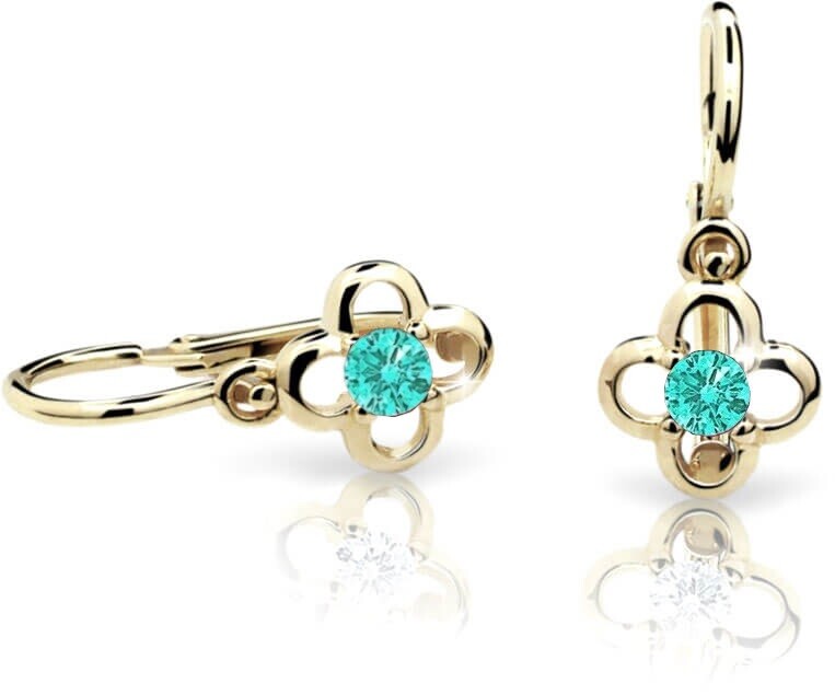Cutie Jewellery Zlaté dětské náušnice C1944-10-X-1 světle zelená