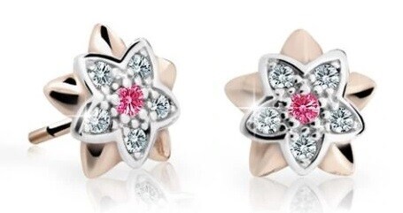 Cutie Jewellery Dětské bicolor náušnice z růžového zlata C2210-30-X-4 fuchsiová