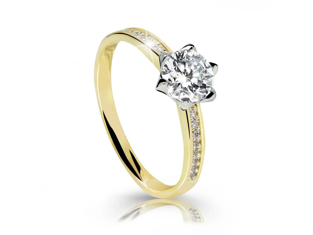 Cutie Jewellery Úchvatný třpytivý prsten ze žlutého zlata Z6149-X-1 49 mm