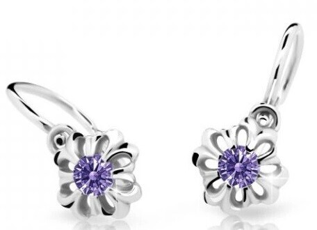 Cutie Jewellery Něžné dětské náušnice z bílého zlata C2208-10-X-2 fialová