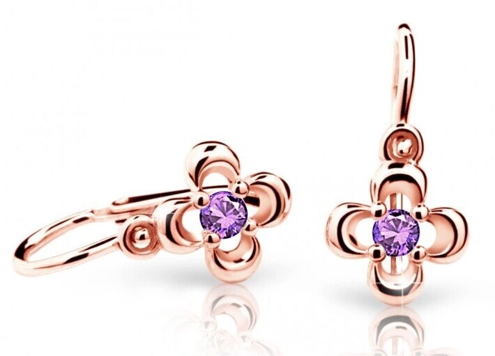 Cutie Jewellery Dětské náušnice z růžového zlata C2013-10-X-4 fialová