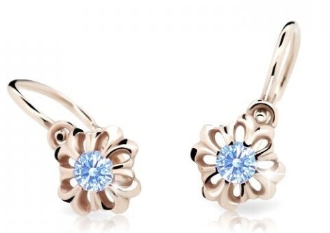 Cutie Jewellery Něžné dětské náušnice z růžového zlata C2208-10-X-4 světle modrá