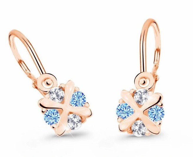 Cutie Jewellery Dětské náušnice z růžového zlata C2153-10-X-4 světle modrá