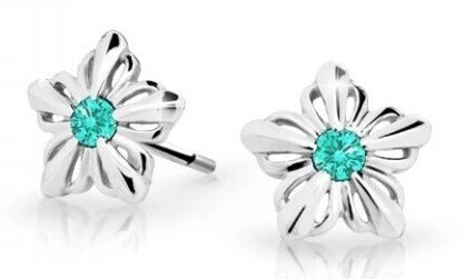 Cutie Jewellery Dětské kytičkové náušnice z bílého zlata C2238-30-X-2 světle zelená
