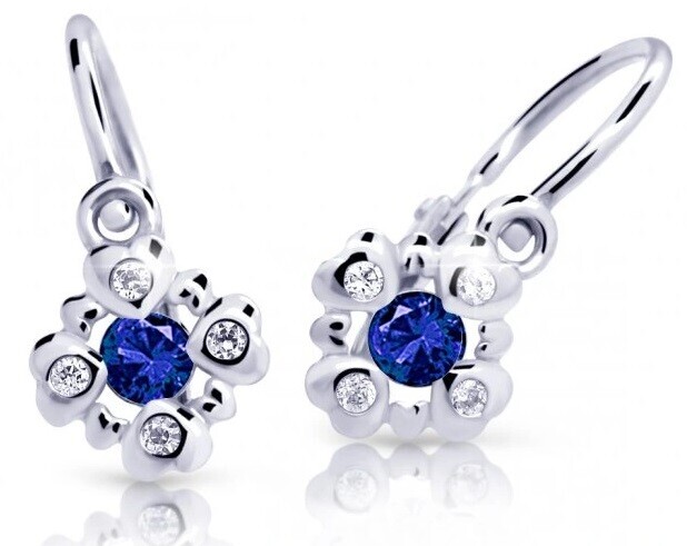 Cutie Jewellery Třpytivé dětské náušnice z bílého zlata C2253-10-X-2 modrá
