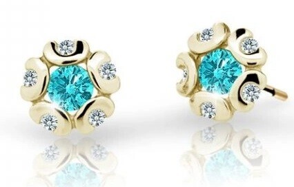 Cutie Jewellery Zlaté dětské náušnice C2178-30-X-1 světle zelená