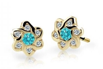 Cutie Jewellery Zlaté dětské náušnice C2149-30-X-1 světle zelená