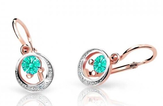 Cutie Jewellery Dětské náušnice z růžového zlata C1997-10-X-4 světle zelená