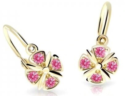 Cutie Jewellery Slušivé dětské náušnice ze žlutého zlata C2245-10-X-1 fuchsiová