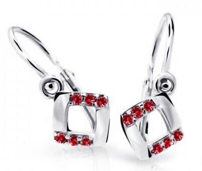 Cutie Jewellery Čtvercové dětské náušnice z bílého zlata C2268-10-X-2 červená