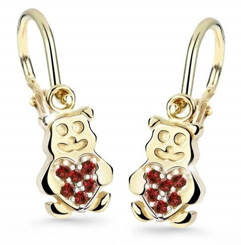 Cutie Jewellery Dětské náušnice ze žlutého zlata Medvídci C2751-10-X-1 červená