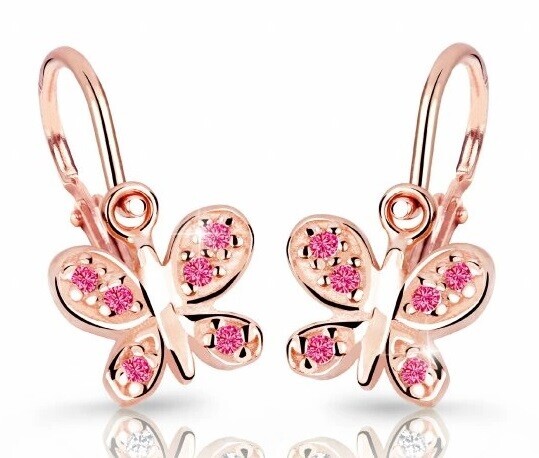Cutie Jewellery Dětské náušnice z růžového zlata C2748-10-X-4 fuchsiová
