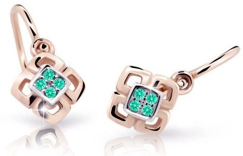 Cutie Jewellery Dětské bicolor náušnice z růžového zlata C2240-10-X-4 světle zelená