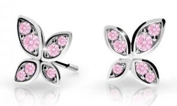 Cutie Jewellery Dětské náušnice z bílého zlata Motýlci C2259-30-X-2 růžová