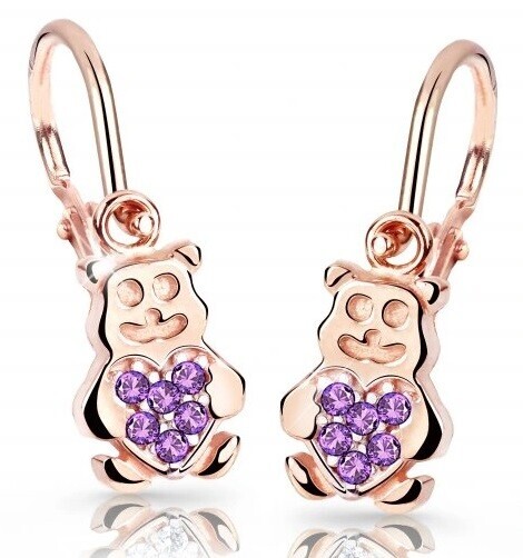 Cutie Jewellery Dětské náušnice z růžového zlata Medvídci C2751-10-X-4 fialová