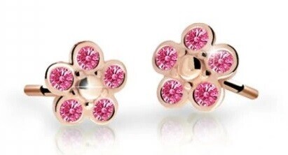 Cutie Jewellery Dětské kytičkové náušnice z růžového zlata C2744-30-X-4 fuchsiová