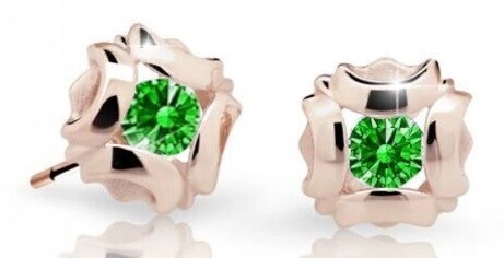 Cutie Jewellery Slušivé dětské náušnice z růžového zlata C2216-30-X-4 zelená