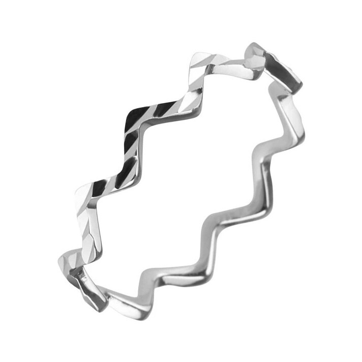 Evolution Group - Pavona Elegantní stříbrný prsten vlnky s ozdobným prolisováním 65008 58 mm