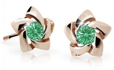 Cutie Jewellery Dětské náušnice z růžového zlata C2201-30-X-4 zelená