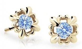 Cutie Jewellery Roztomilé dětské náušnice ze žlutého zlata C2212-30-X-1 světle modrá