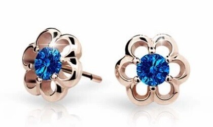 Cutie Jewellery Dětské náušnice z růžového zlata C1947-30-X-4 modrá