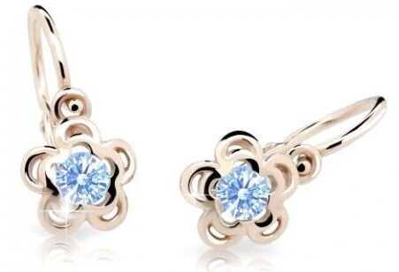 Cutie Jewellery Dětské náušnice z růžového zlata C2204-10-X-4 světle modrá