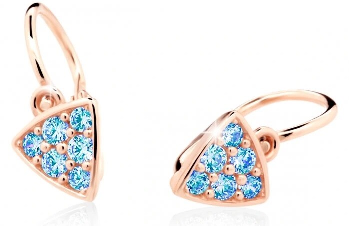 Cutie Jewellery Třpytivé dětské náušnice z růžového zlata C2207-10-X-4 světle modrá