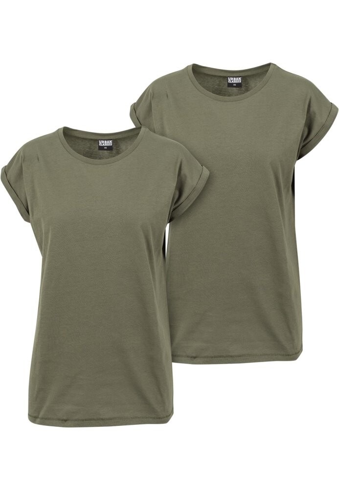 Ladies Extended Shoulder Tee 2-Pack - olive/olive XS