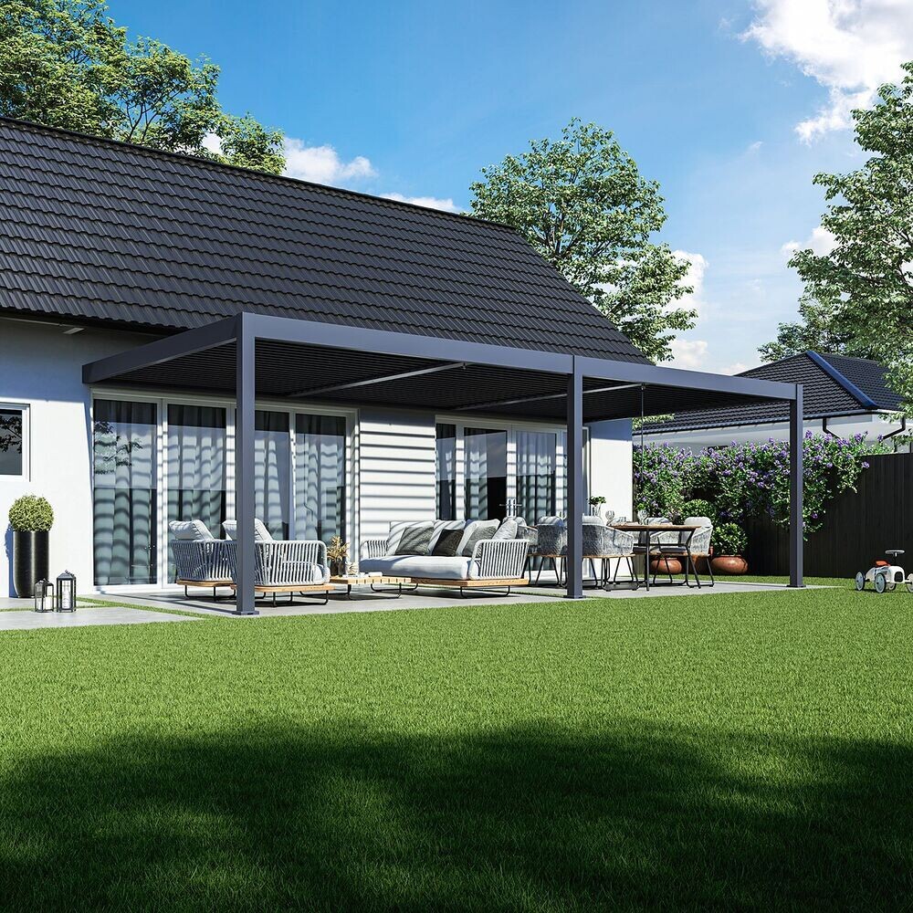 Bioklimatická pergola INTRO DUO 8x4 m ke stěně Rojaplast