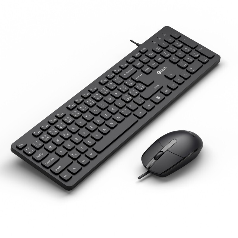 Klávesnice C-TECH KBM-105, drátový combo set s myší, USB, CZ/SK