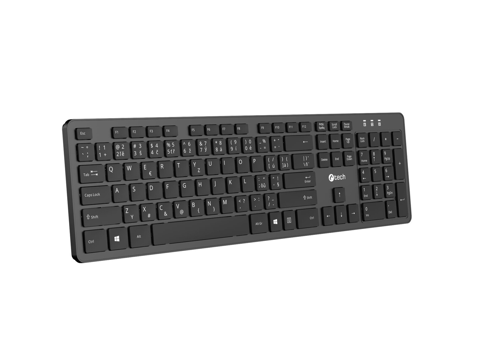 Klávesnice C-TECH KB-115, bezdrátová 2.4Ghz, slim, CZ/SK