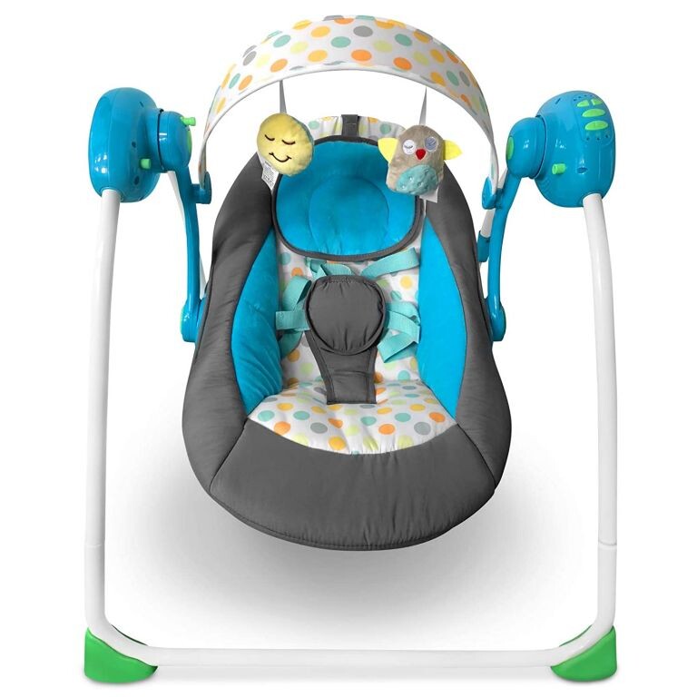 Infantastic 74770 Dětské houpací lehátko s hudební funkcí, skládací, modré