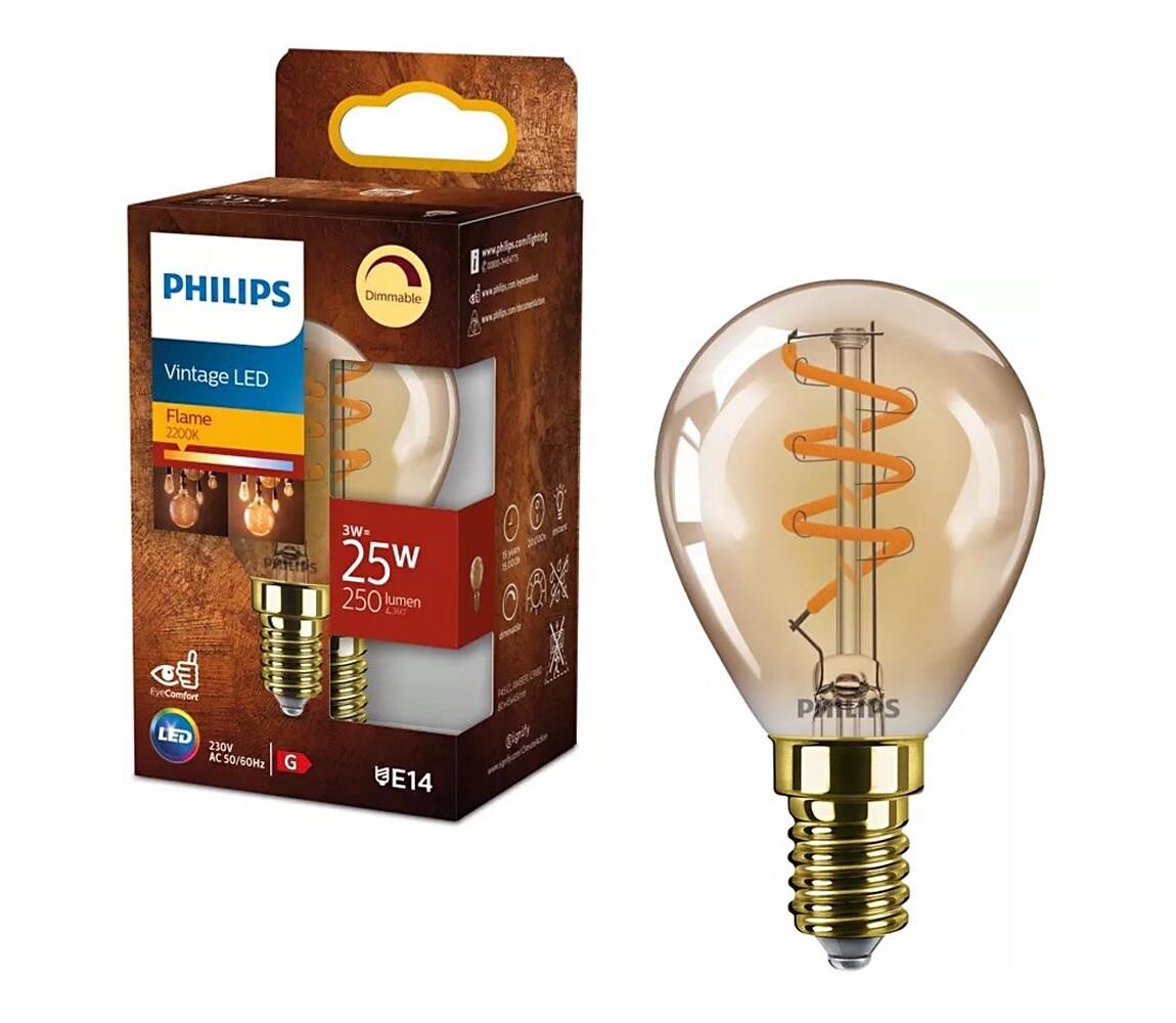 LED Žárovka VINTAGE Philips P45 E14/3W/230V 2200K 8720169191617