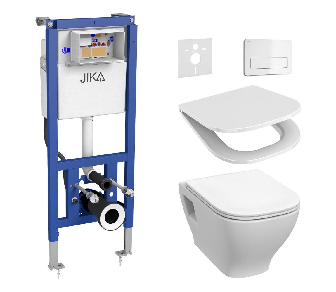 JIKA Závěsné WC + prkénko DEEP + tlačítko DUAL + podomítkový modul + podložka LF0184+LF0239+LF0170+GB0014