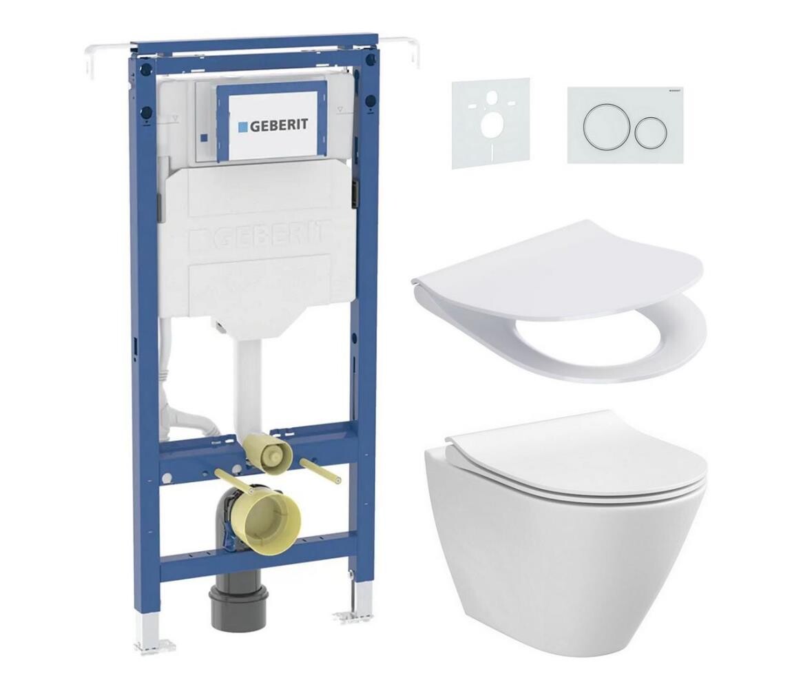 Cersanit Závěsné WC + prkénko CITY OVAL + tlačítko  + podomítkový modul + podložka CS0168+GB0023+GB0014 +GB0028