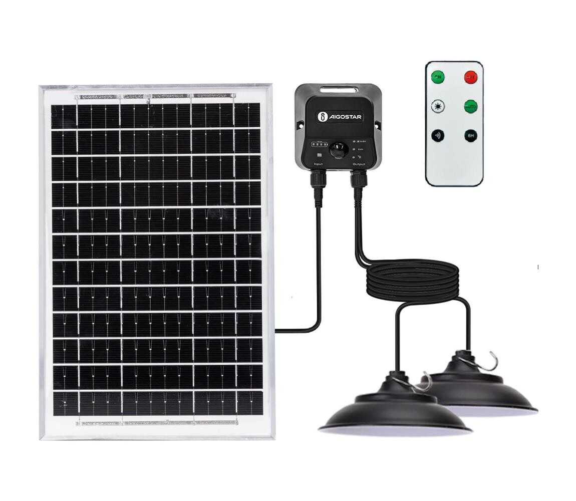 B.V.  - LED Solární lustr se senzorem 2xLED/35W/12V 6000mAh 6500K pr.15cm+DO B1020135S