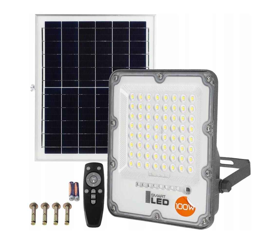 SmartLED LED Stmívatelný solární reflektor LED/100W/3,2V 5000K 10500 mAh IP65 černá + DO 6976