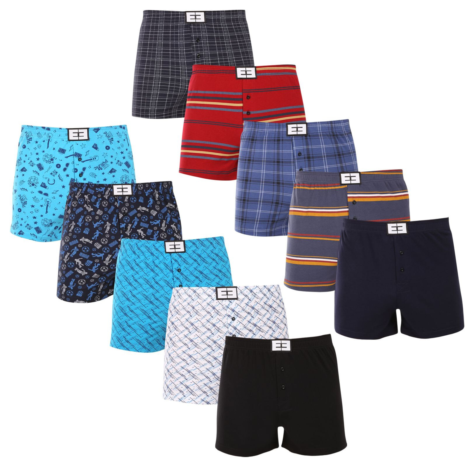 10PACK pánské trenky Nedeto vícebarevné (10NTV01) 3XL, trenýrky