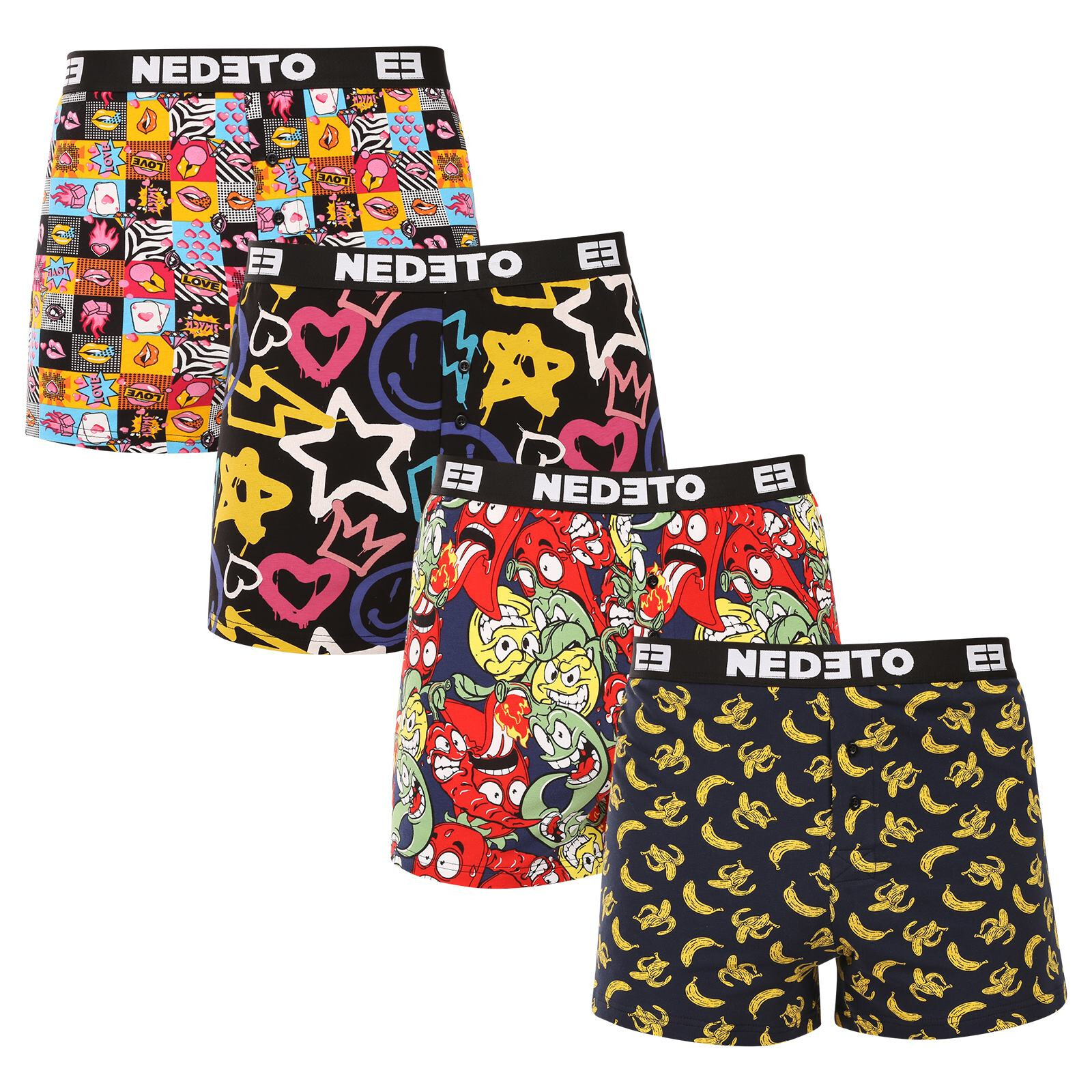 4PACK pánské trenky Nedeto vícebarevné (4NGV03) 3XL, trenýrky