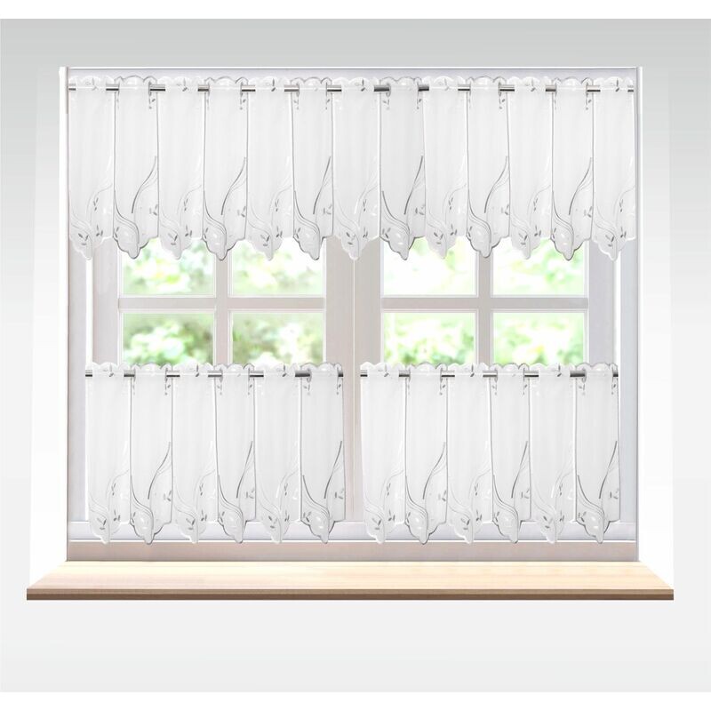 Záclona voál, Tina, vitrážka metráž, bílošedá 35 cm