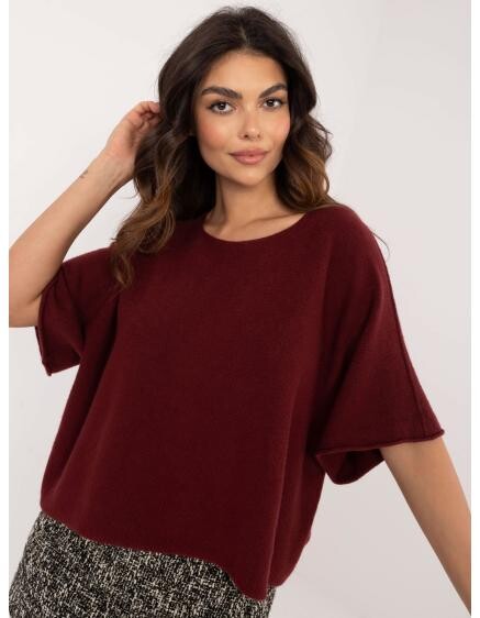 Bordó svetr oversize s viskózovou směsí