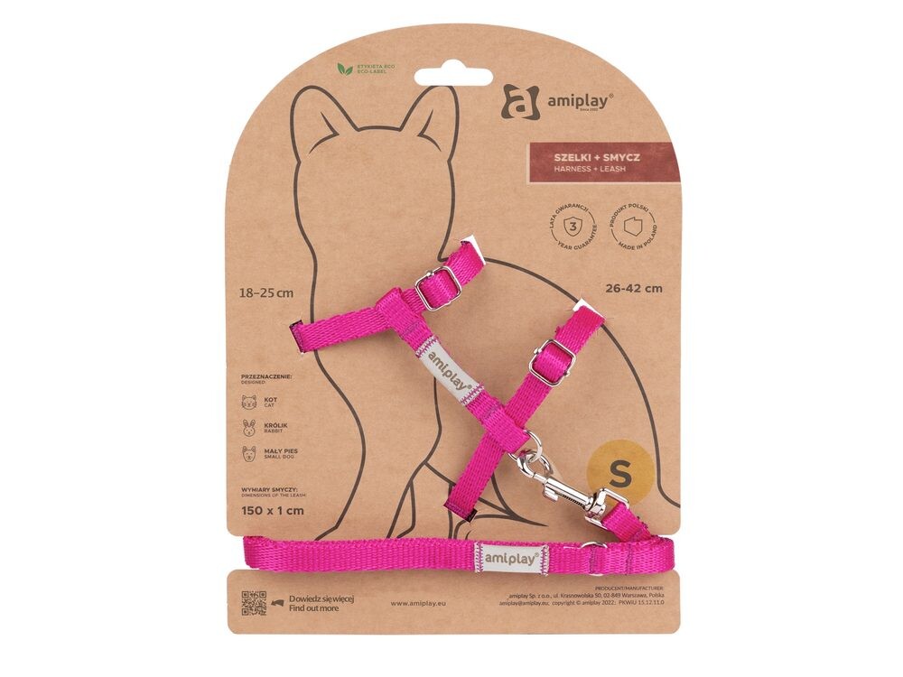 Amiplay Kšíry pro kočku s vodítkem Samba Růžové | Postroje pro kočku