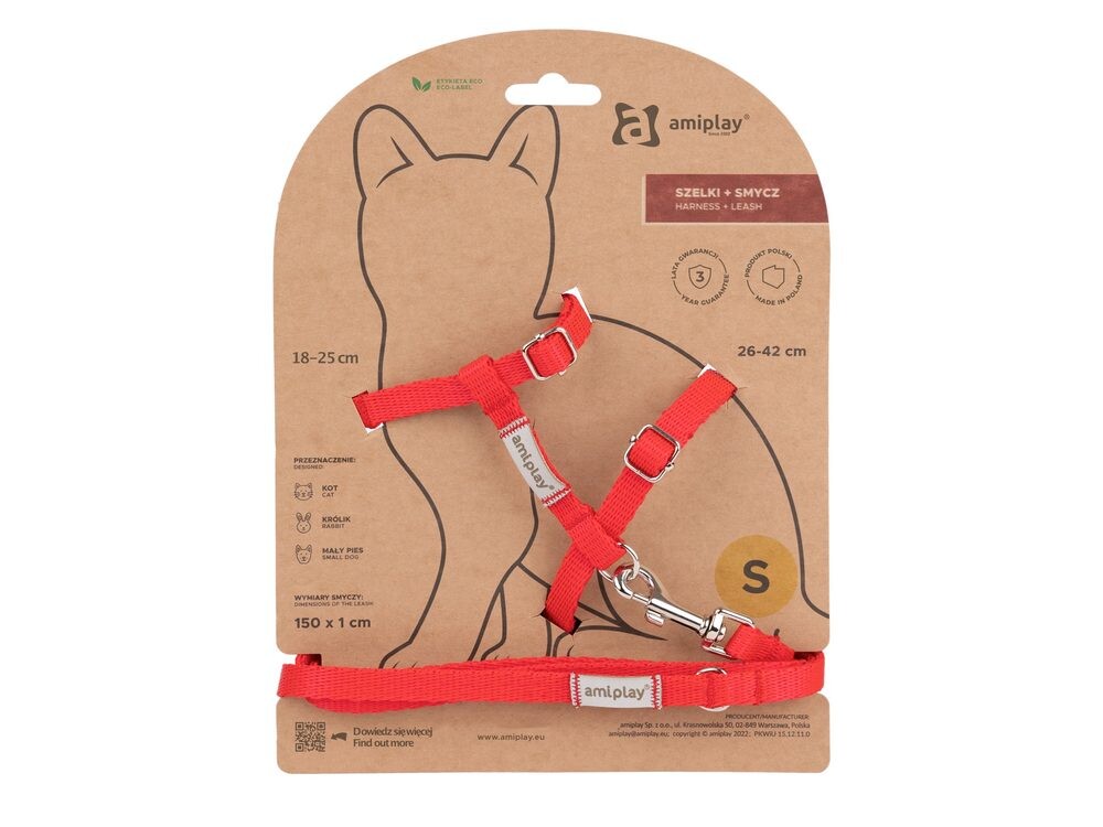 Amiplay Kšíry pro kočku s vodítkem Samba Červené | Postroje pro kočky