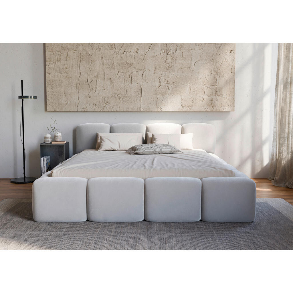 Carryhome ČALOUNĚNÁ POSTEL, 140/200 cm, bílá