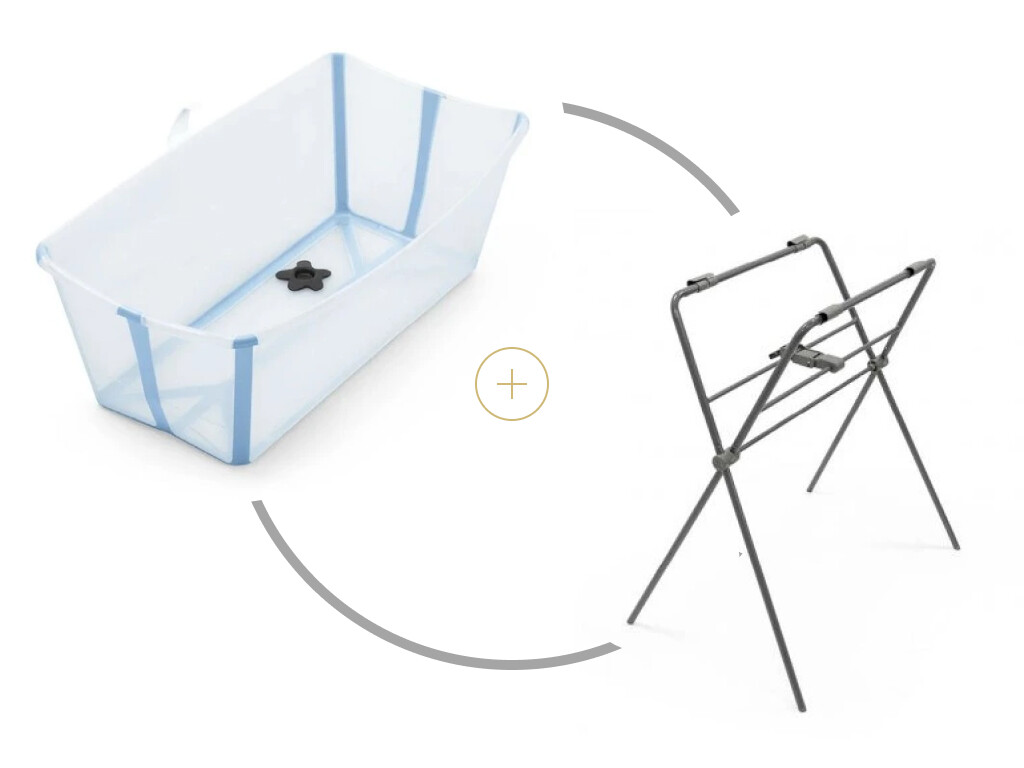 Stokke Skládací vanička Flexi Bath®, Ocean Blue + stojan na vaničku
