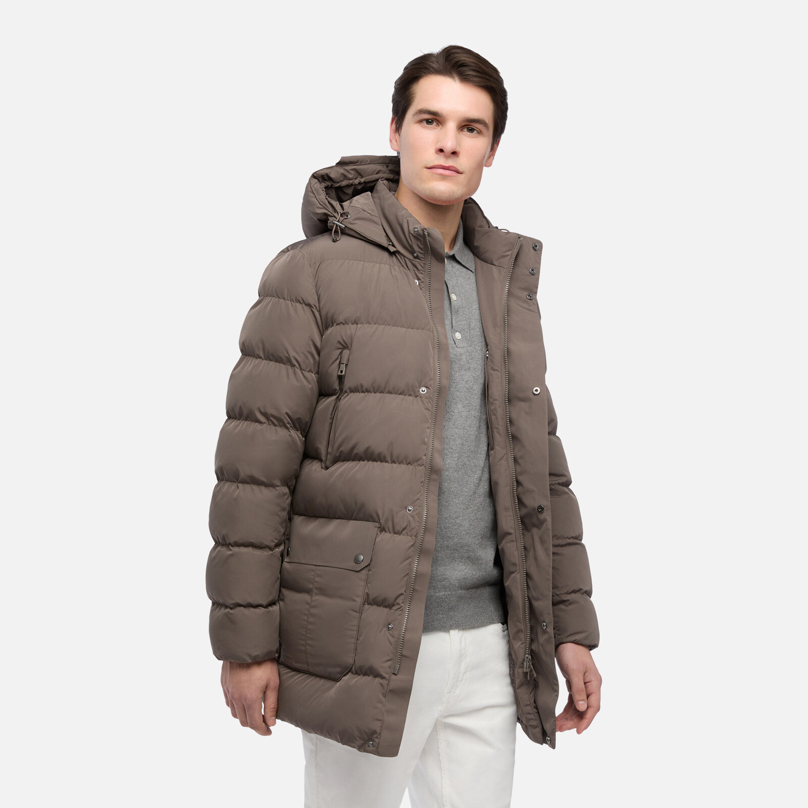 Hnědá pánská parka Geox Pieve