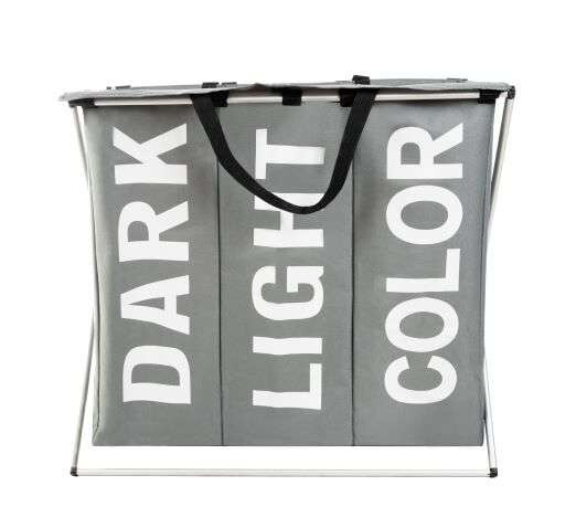 Koš na prádlo – 3 přihrádky na skládacím rámu