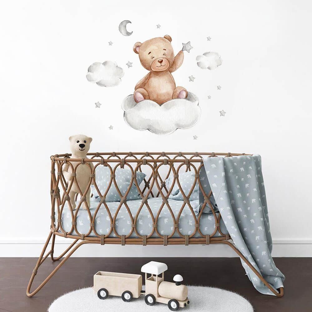 4L Samolepky na zeď - medvídek na mráčku