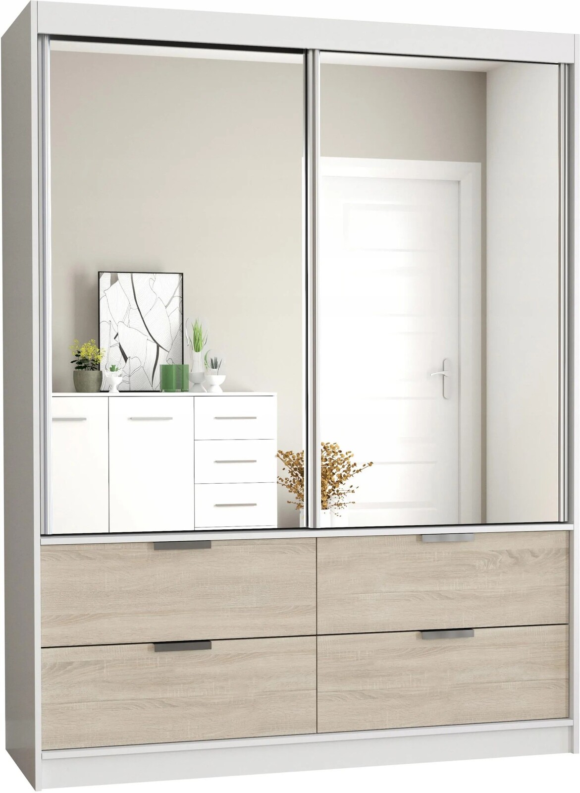 Šatní skříň se zrcadlem VELA, 218cm