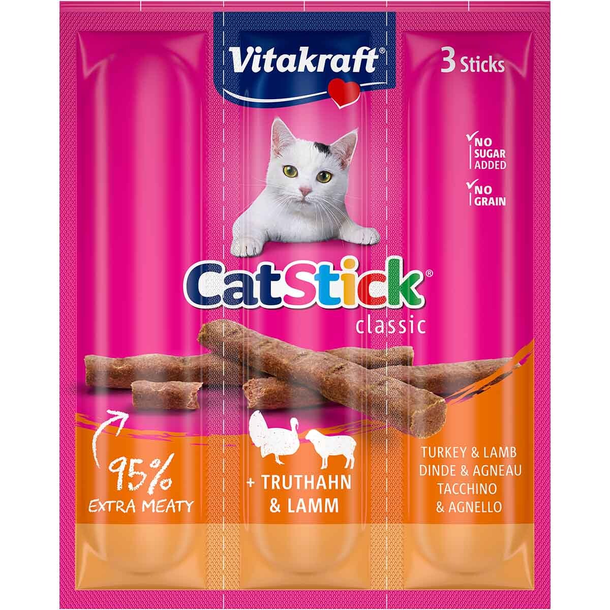 Vitakraft Cat tyčinka mini krocan a jehněčí 5× 3 ks